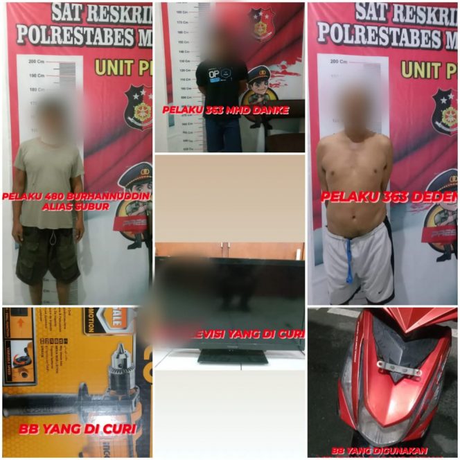 
					Mencuri Melalui Seng Toko , 3 Pria ini Ditangkap Tim Siluman Satreskrim Polrestabes Medan