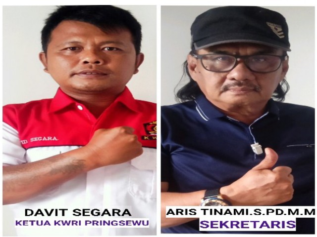 
					Ketua DPC KWRI Kabupaten Pringsewu Davit Segara dan Sekretaris DPC KWRI Pringsewu Aris Tinami, S.pd.M.M. (red)